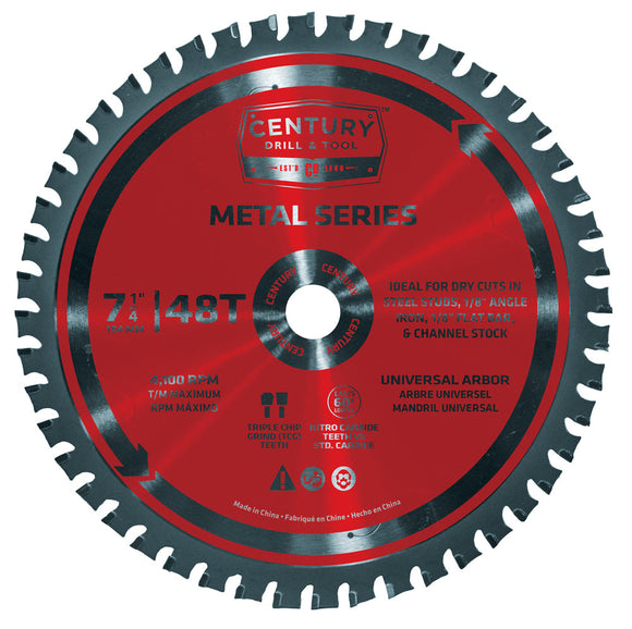 Century Drill & Tool Metal Series Circular Saw Blade 7-1/4″ X 48t X 5/8″ Arbor Metal Cutting