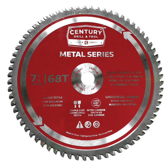 Century Drill & Tool Metal Series Circular Saw Blade 7-1/4″ X 68t X 5/8″ Arbor Metal Cutting