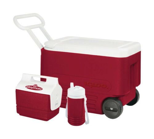 Igloo Wheelie Cool Cooler Set 38 qt. Red/White (38 Quart, Red/White)