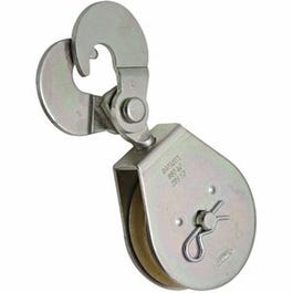 Scissor Hook Single Pulley, Zinc, 3-In.