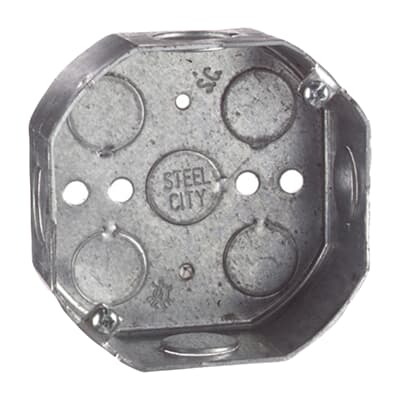 ABB Steel City Octagon Ceiling Electrical Box Pre-Galvanized Steel (4