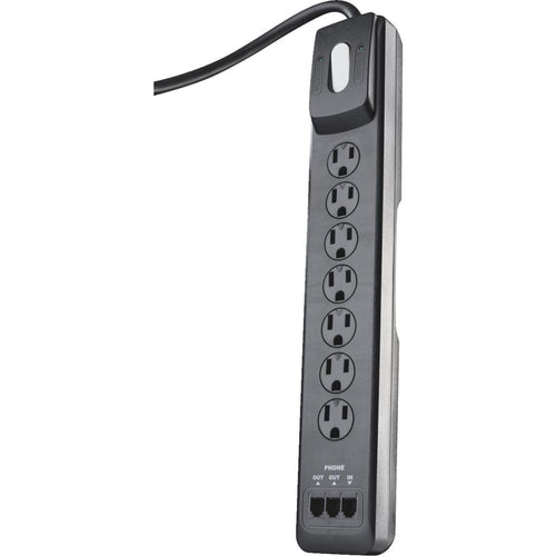 Woods 7-Outlet 2480J Black Multi-Media Surge Protector Strip with 6 Ft. Cord