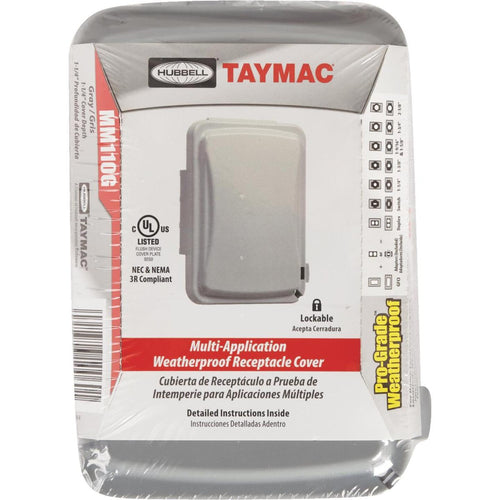 TayMac Single Gang Retangular Polycarbonate Gray Weatherproof Outdoor Box Flip Cover