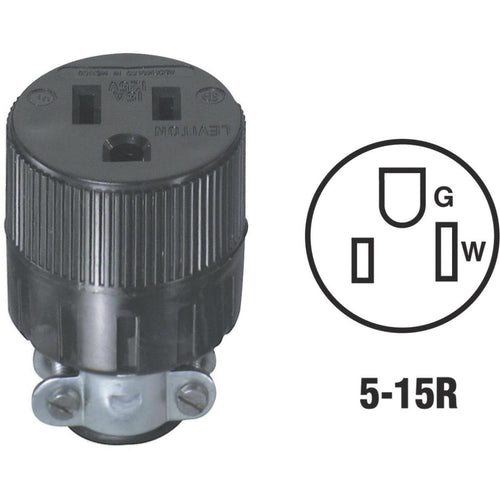 Leviton 15A 125V 3-Wire 2-Pole Round Cord Connector