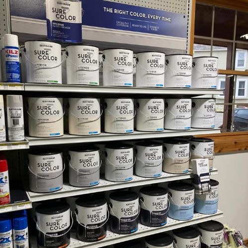 Shelves stocked with 