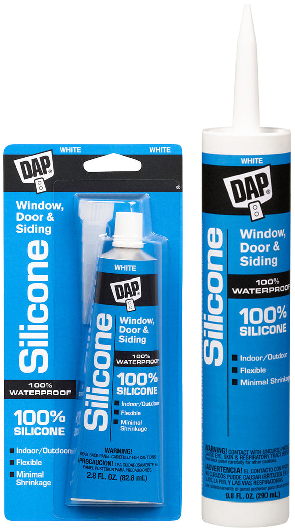 DAP 100% Silicone Window & Door Sealant 10.1 oz. White (10.1 oz, White)