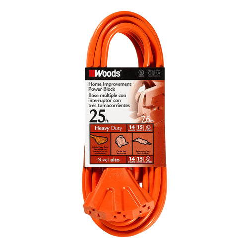 Woods® Standard Outdoor Tritap Extension Cord 25 ft. Orange (25', Orange)