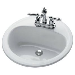 Laurel Porcelain-On-Steel Lavatory Sink, White, 19 x 19-In. Oval