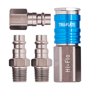 Tru-flate  1/4" HI FLO Design x 1/4" NPT Aluminum Plug/Coupler Set