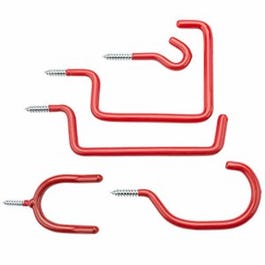 Home Hook Assortment, Screw-In, Red Vinyl-Coated Steel, 10-Ct.