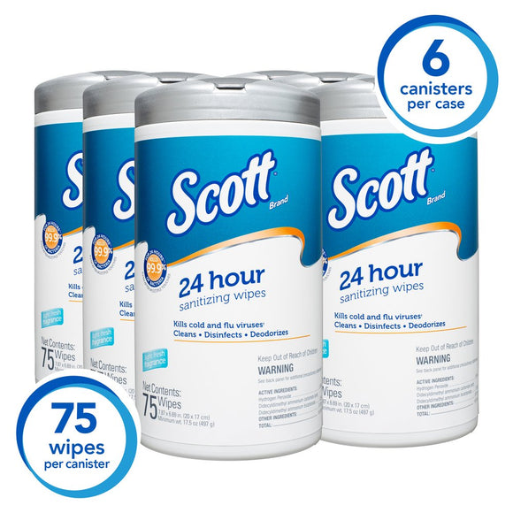 Kimberly Clark 4.5 x 8.25 in. Scott 24-Hour Sanitizing Wipes, White