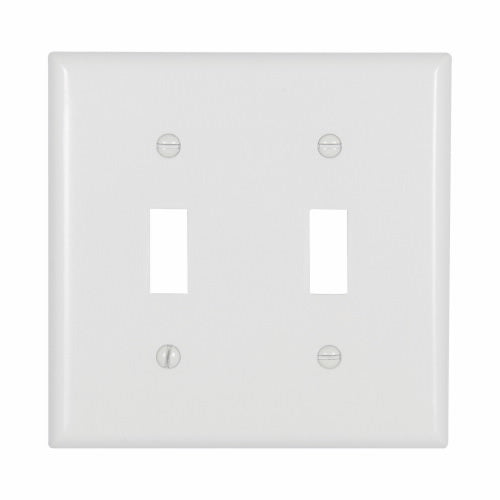 Eaton Cooper Wiring Toggle Wallplate, White 2 Gang