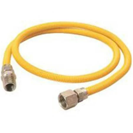 B & K Industries Gas Connector, 1/2 in, MIP x FIP, 48 in L, 1/2 psi, -40 Yellow