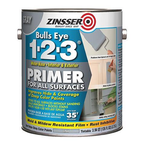 Rust-Oleum Zinsser® Bulls-Eye 1-2-3® Gray Primer 1 Gallon Gray