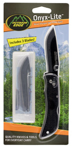 Outdoor Edge OX30C Onyx-Lite  3" Drop Point Plain Polymer Black Handle Folding w/ 3 Blades