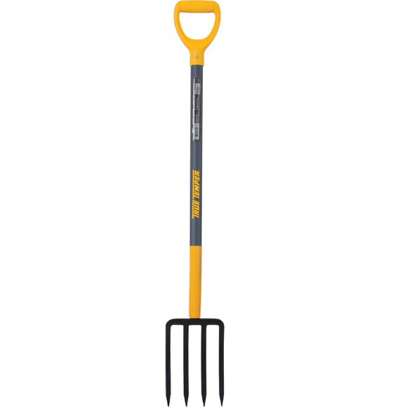 True Temper 4-Tine Forged Spading Fork With D-Grip On Fiberglass Handle 44.75″h × 6.75″w × 2″d