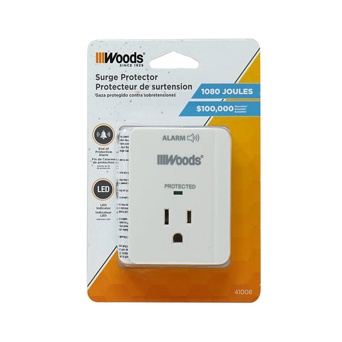Woods® 1-Outlet Surge Tap With Appliance Alarm