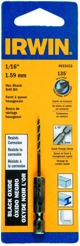 Irwin  1/16 X 2-5/8 Steel Hex Shank Drill Bit