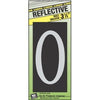 House Address Number 0, Reflective Aluminum, 3.5-In. On 5-In. Black Panel