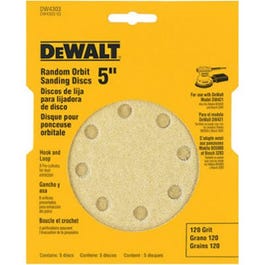 5-Pk., 5-In. 8-Hole 120-Grit Hook-and-Loop Random Orbit Sandpaper