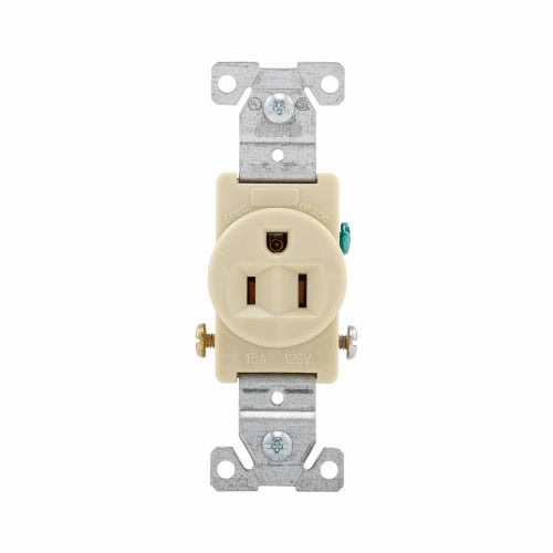 Eaton Cooper Wiring Commercial Specification Grade Single Receptacle 15A, 125V Ivory (125V, Ivory)