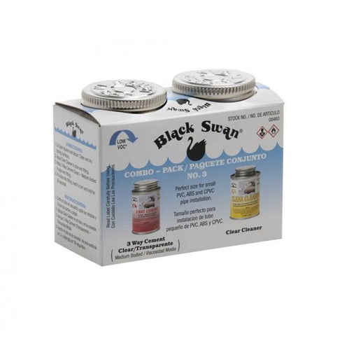 Black Swan's Combo Pack No. 3 - 3 Way Cement (Clear) - Medium Bodied & Clear Cleaner 4 oz.