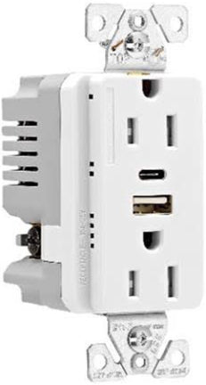 OUTLET 15 AMP IVORY USB AC