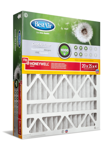 BestAir® 20 x 25 x 4 in. Air Cleaning Furnace Filter, MERV 8, Removes Allergens & Contaminants, For Honeywell Models