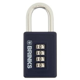 Brinks Commercial 40mm 4-Dial Resettable Sports Padlock - Zinc Die-Cast Body with Chrome Plated Shackle