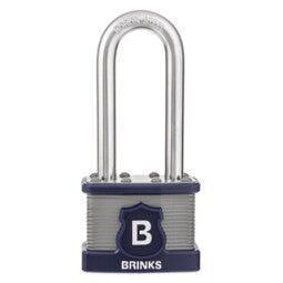 Brinks Commercial 44mm XT Series Commercial Laminated Steel Padlock with 2 3/8 Shackle - Weather Resistant and Hardened Boron Steel Shackle