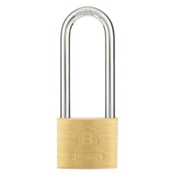 Brinks Commercial 40mm Solid Brass Keyed Padlock with 2.5” Shackle Clearance - Chrome Plated with Hardened Steel Shackle