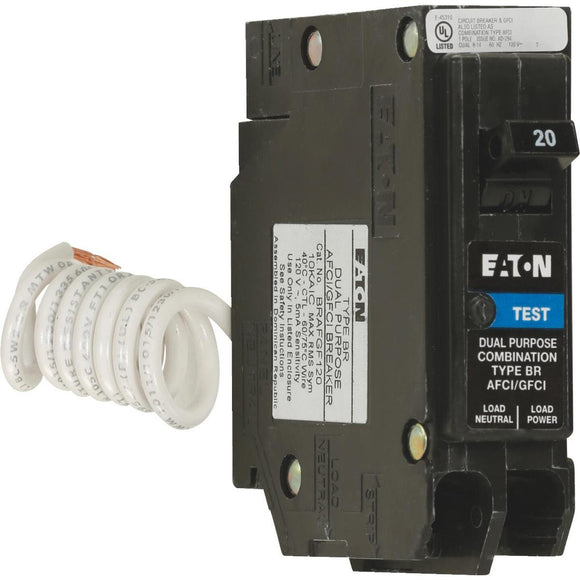 Eaton BR 20A Single-Pole Short Body AFCI/GFCI Breaker