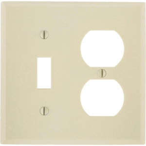 Leviton 2-Gang Plastic Single Toggle/Duplex Outlet Wall Plate, Ivory
