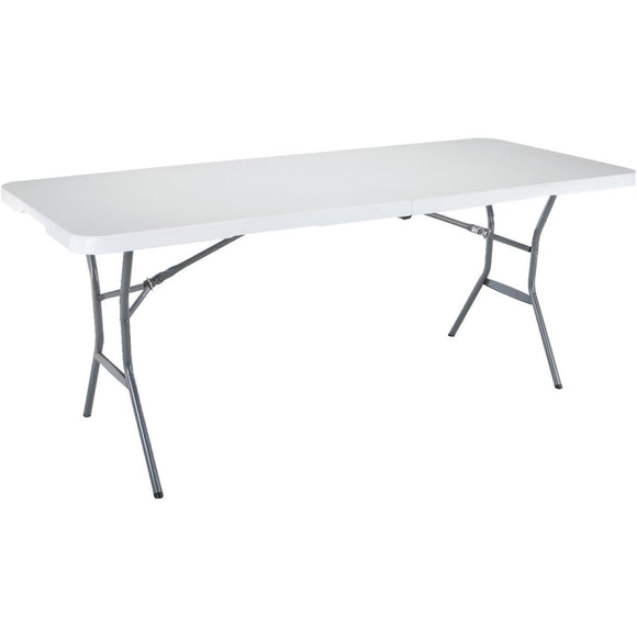 Lifetime 6 Ft. x 30 In. White Granite Light Commercial Fold-In-Half Table