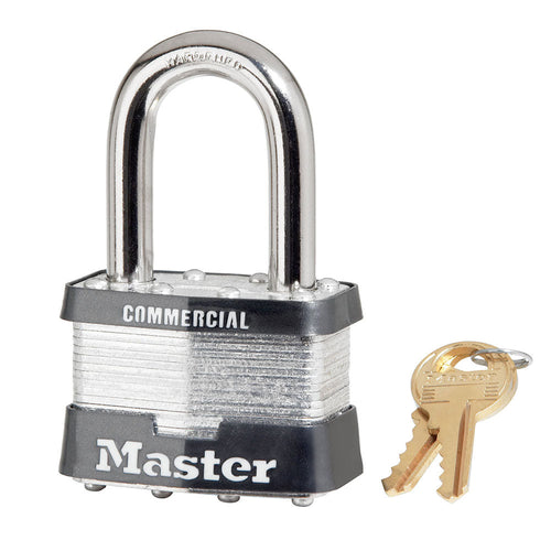 Master Lock Laminated Padlocks 2in (51mm) Wide Laminated Steel Pin Tumbler Padlock with 1-1/2in (38mm) Shackle, Keyed Alike