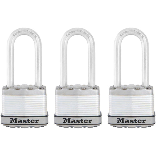 Master Lock Laminated Padlock 1-3/4in (44mm) Wide Magnum® Laminated Steel Padlock with 2in (51mm) Shackle; 3-Pack