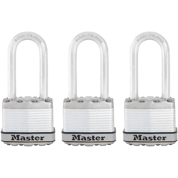 Master Lock Laminated Padlock 1-3/4in (44mm) Wide Magnum® Laminated Steel Padlock with 2in (51mm) Shackle; 3-Pack