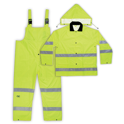 Custom Leathercraft 3 Piece Hi-Viz® Ansi Class 3 Polyester Rain Suit 2XL