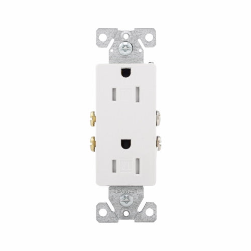 Eaton Cooper Wiring Residential Grade Decorator Duplex Receptacle 15A, 125V White (White, 125V)