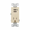 Eaton Cooper Wiring Combination USB Charger With Receptacle 15A, 125V Ivory (Ivory, 125V)