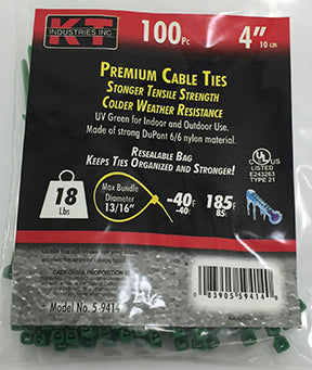 K-T Industries 4 Green Ultra Light Duty, 100/Pk