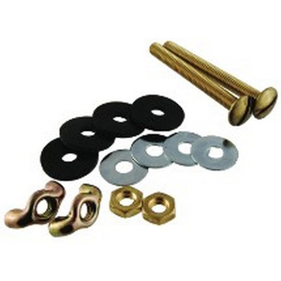 William H Harvey 5/16 in. X 3 in. Brass Tank Bolt Kit with Hex and Wing Nuts