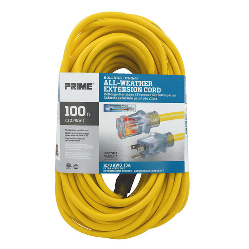 Prime Wire and Cable 100ft 12/3 SJTOW Bulldog Tough® Oil Resistant Extension Cord