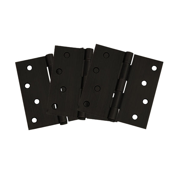 Design House  Square Corner Door Hinge in Oil-Rubbed Bronze, 4-Inch, 3-Pack